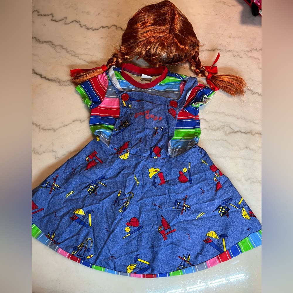 Spirit chucki Vibrant Kids Outfit with Pigtail Wig